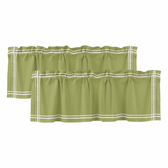 2 Pack Sage Green Valance for Window Olive Solid Color Kitchen Valance Rod Pocket Short Curtain Topper Decorative Window Treatment for Living Room Bedroom 60"x18"