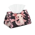 thumbnail image 2 of Lsque Cute Axolotl Sakura Blossoms Printed Long Tissue Box Cover Holder, Facial Paper Organizer Dispenser,Triangle with Bottom Belt, PVC Leather Decorative Organizer, 2 of 9