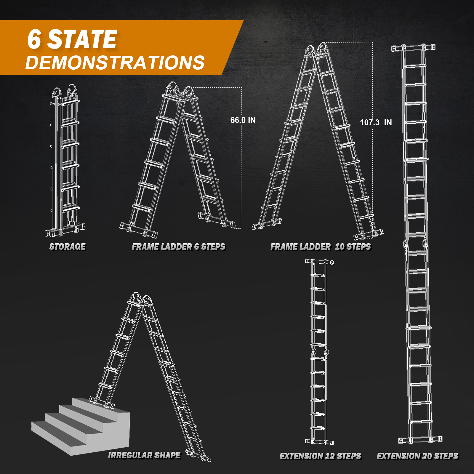 HBTower 22-Foot Telescoping Multi-Position Ladder, 330 lb photo 5
