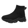 thumbnail image 5 of Kids Running Shoes Elastic Knit Boys Girls Sock Sneakers Comfy Arch Support Platform Walking Shoes Casual Slip on Tennis Shoes Black 3 Big Kid, 5 of 5