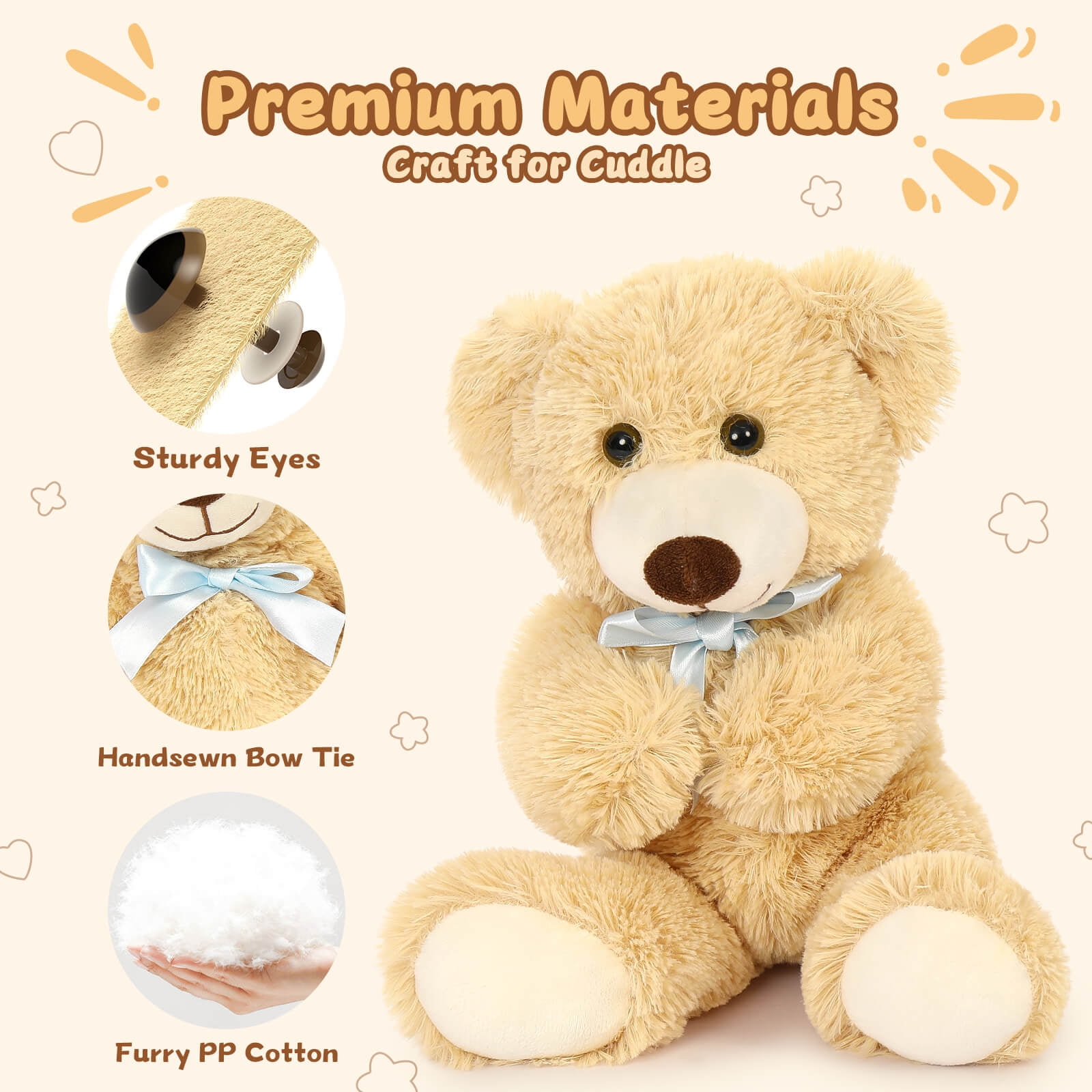 MaoGoLan 10 packs Teddy Bear with Blue Bow Tie 14" Bulk Stuffed Animals Plush Toy Stuffed Bear Toys