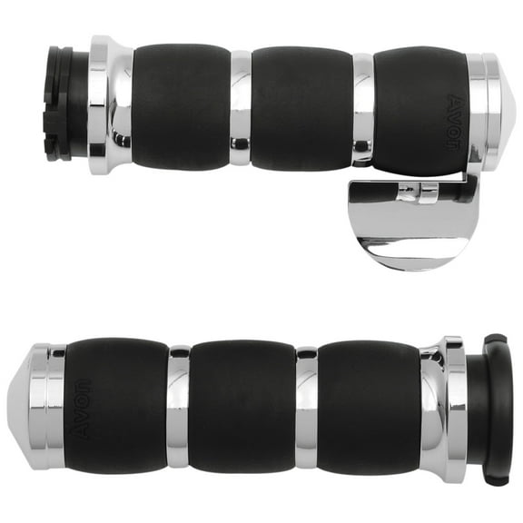 Avon Velvet Air Chrome/Black Handlebar Grips w/Throttle Boss (AIR-93-BOSS)