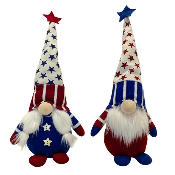 KAKOWELY 2 muñecos gnomos del Día de la Independencia, muñecos sin rostro para escritorio, decoración de escritorio para fiestas.