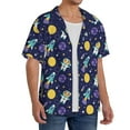 thumbnail image 4 of Wukai Astronaut Corgi Men's Casual Short-Sleeve Button Down Shirt - Lightweight Summer Dress Shirt for Daily Wear-, 4 of 7
