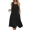 thumbnail image 2 of Xunlbb Womens Dresses Women Solid Casual Dress for Summer Tank Dress Loose Flowy Beach Dress with Pockets Hankerchief Flare Midi Sundress S-2XL, 2 of 5