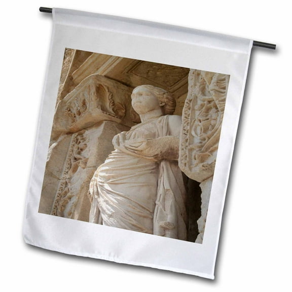3dRose, Statue - sophia, goddess, wisdom, celcus, ephesus, roman god, ruins, roman mythology, 12 x 18 inch Garden Flag