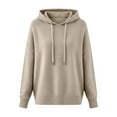 thumbnail image 4 of Women's Hoodie Warm Sweatshirt Loose Hooded Oversized Sweater Color:Beige Size:XXL, 4 of 4