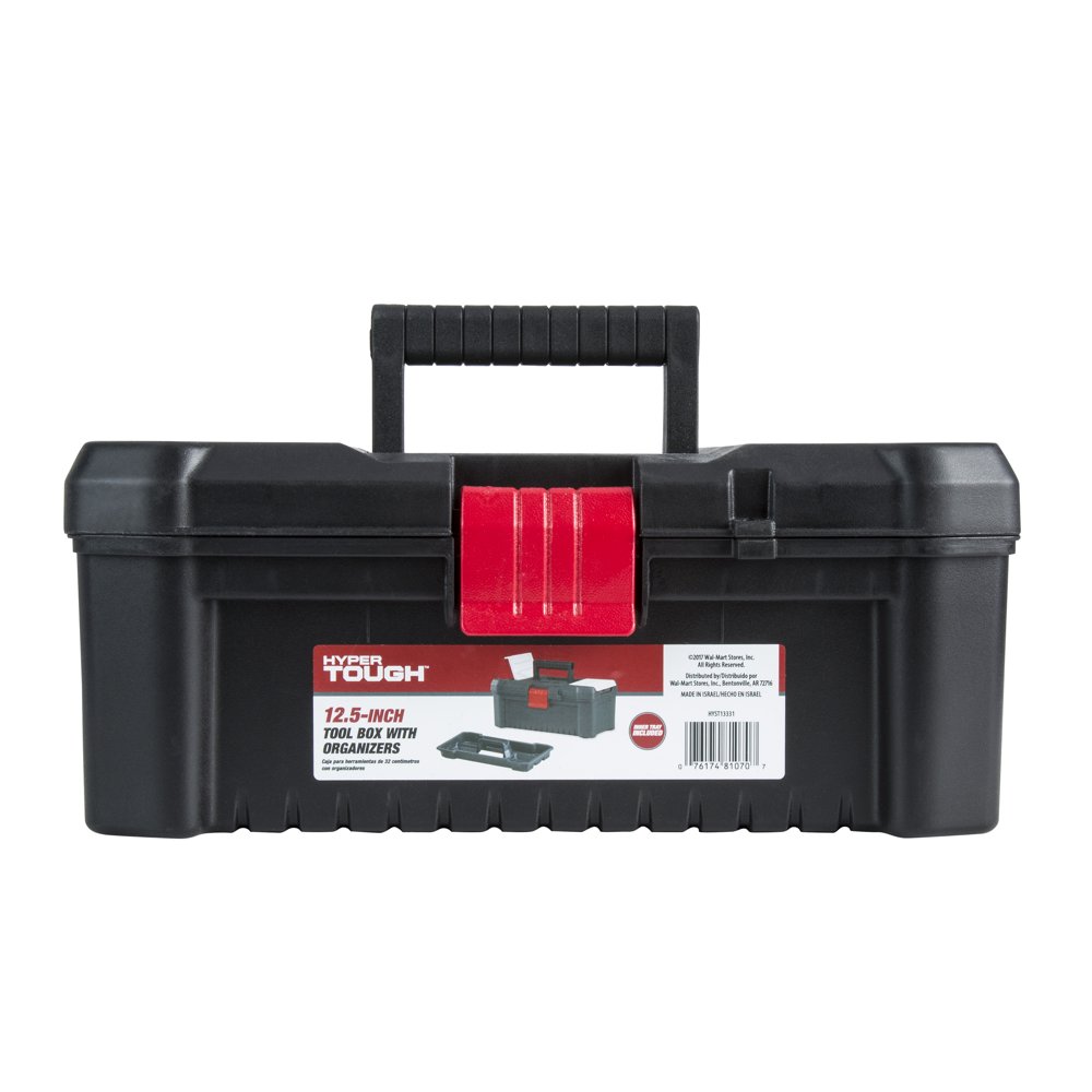 Hyper Tough HYST13331 12.5" Black Toolbox with Organizer