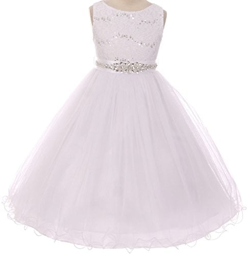 Little Girls Dress Sparkly Sequins Dress Detachable Rhinestone Crystal ...
