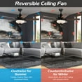 thumbnail image 5 of Gymax 52'' Ceiling Fan with 3 Wind Speeds 5 Reversible Blades & Remote Control Black, 5 of 10