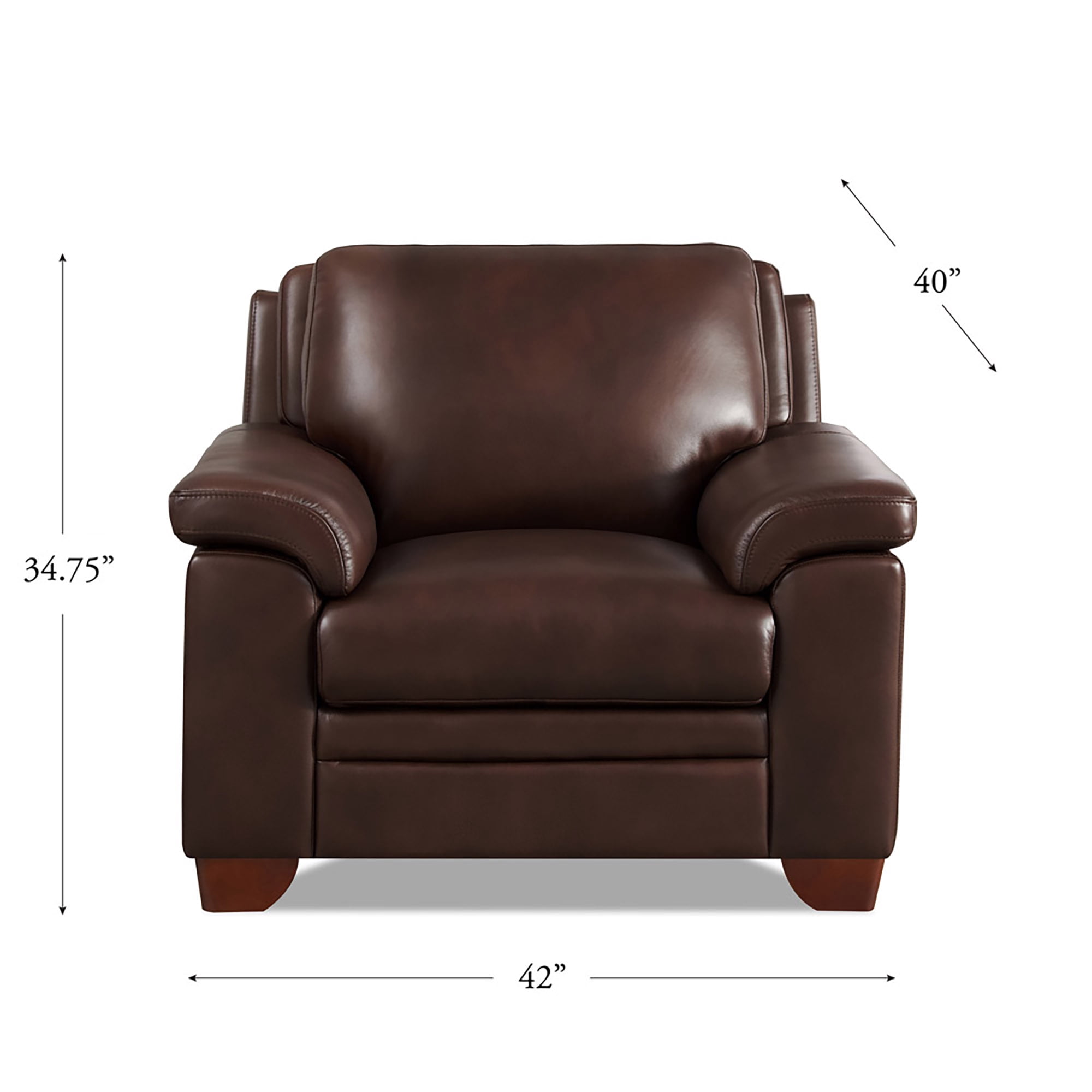 Hydeline Magnum Top Grain Leather Chair Chestnut Brown with Tapered Legs Memory Foam and Springs Seating