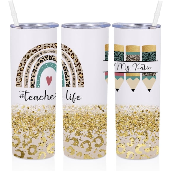 Teacher Appreciation Gifts, Personalized Teacher Tumbler, Graduation Gifts from Students, Birthday Gifts for Teacher, Thank You Gifts Back to School - 20oz Stainless Steel Skinny Tumbler Insulated Cup