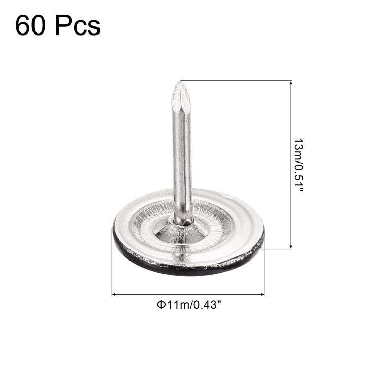 Uxcell 60Pcs Upholstery Tacks – 11mm X 13mm Flat Head Decorative Nails For Furniture, Sofas, Headboards & Corkboards (Black)