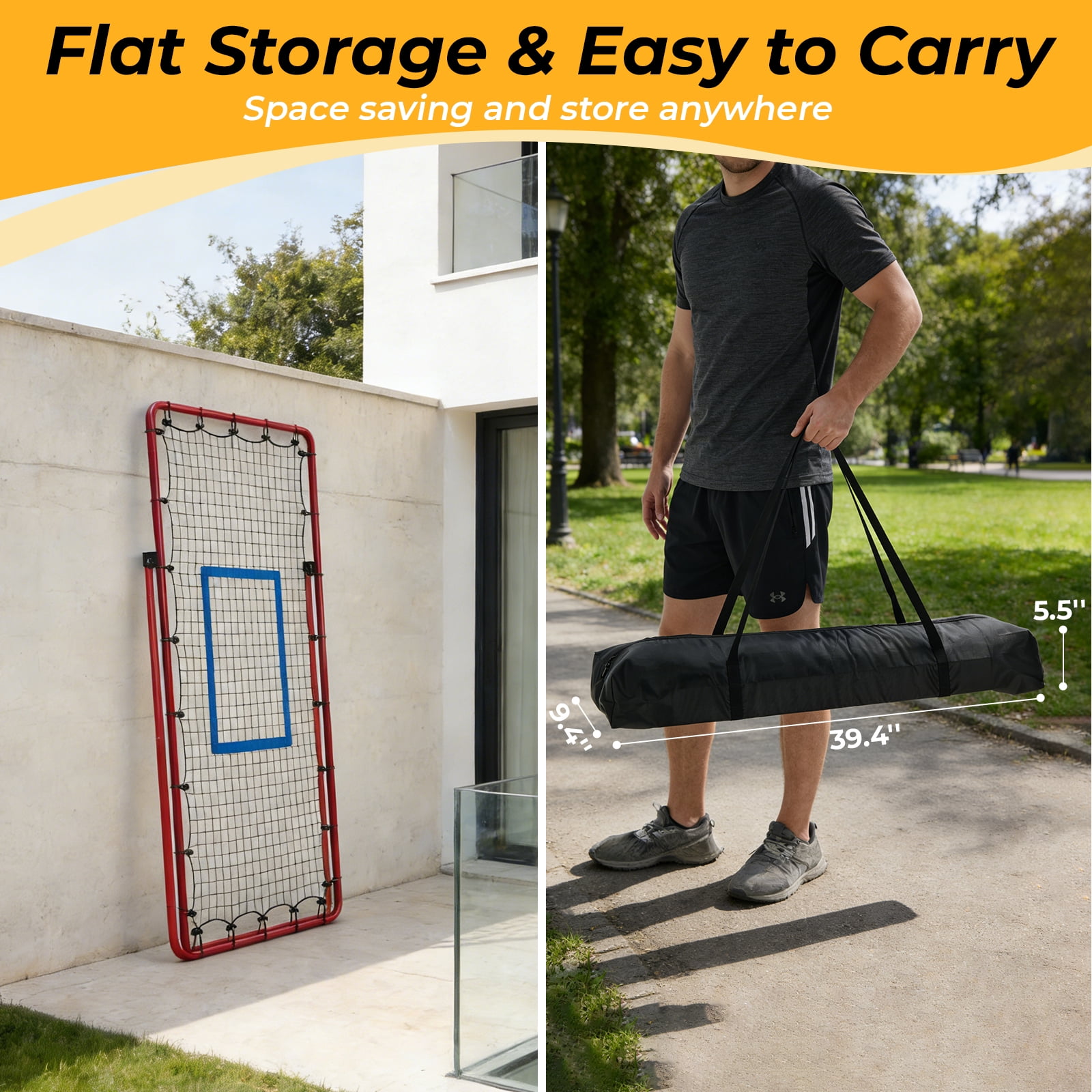 CONCETTA Volleyball Rebounder Net, Adjustable Angle Ball Return Equipment for Indoor Outdoor Use, Durable & Portable with Carry Bag