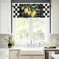 thumbnail image 4 of 3 Pieces Kitchen Curtains & Valances Set, Summer Tropical Lemon, Short Curtain Rod Pocket Window Curtain, Buffalo Plaid Black White, Window Treatment Tiers Decor (1 Panel 54"x18",2 Tiers 27.5"x36"), 4 of 6