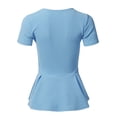 thumbnail image 3 of SSOULM Women's Classic Stretchy Short Sleeve Flare Peplum Blouse Top (S-3X). Made In U.S.A, 3 of 4