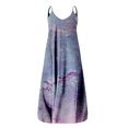 thumbnail image 3 of Robe Longue d'Été pour Femme à Col Rond, Imprimée, Sans Manches, Grande Taille, à Enfiler, à Bretelles Spaghetti, Longue Robe Maxi avec Poches, 3 of 4