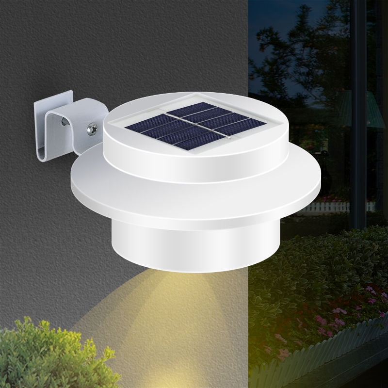 3 LED Lamp Solar Powered Gutter Fence Sink Light Waterproof White/Black Kits 