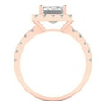 thumbnail image 4 of 3.84ct emerald cut white sapphire 18k rose gold halo Bridal Wedding Engagement Promise Anniversary Ring for Women size 9, 4 of 7