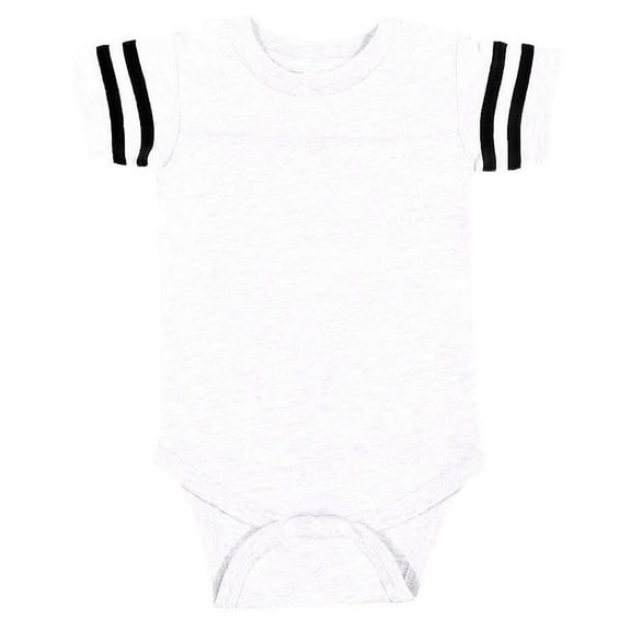 Rabbit Skins, Baby Soft Short Sleeve Football Bodysuit, White Black, Newborn