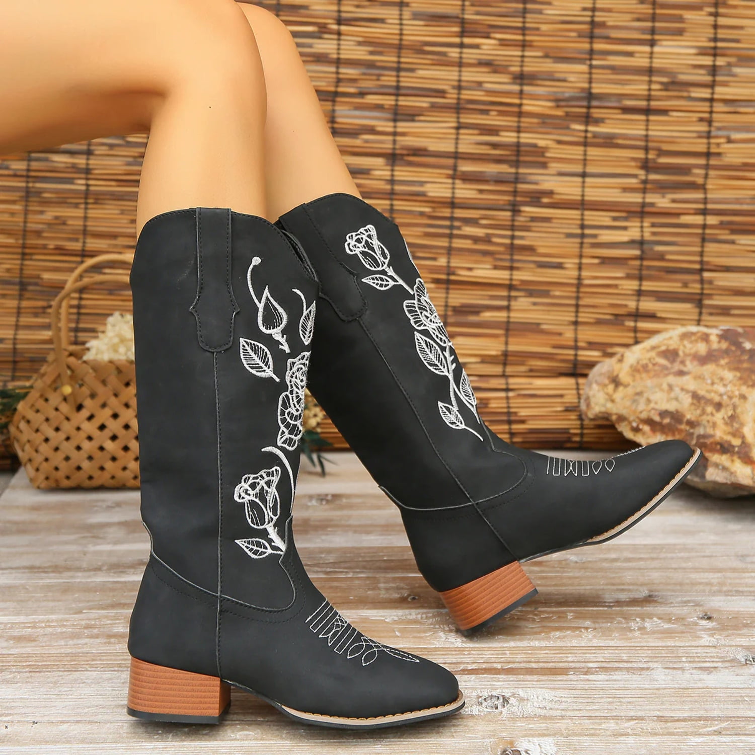 ロングブーツ KOMOREBI MUSEUM Handmade 2way shape round long boots KM286 36c66bde-6fc9-49bc-be1f-