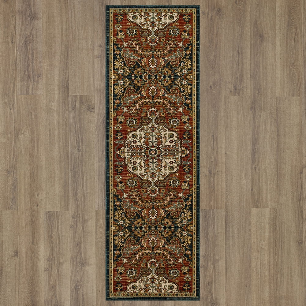 Mohawk Home Borrowdale Woven Ornamental Indoor Runner Rug, Red, 2' 6" x 10'