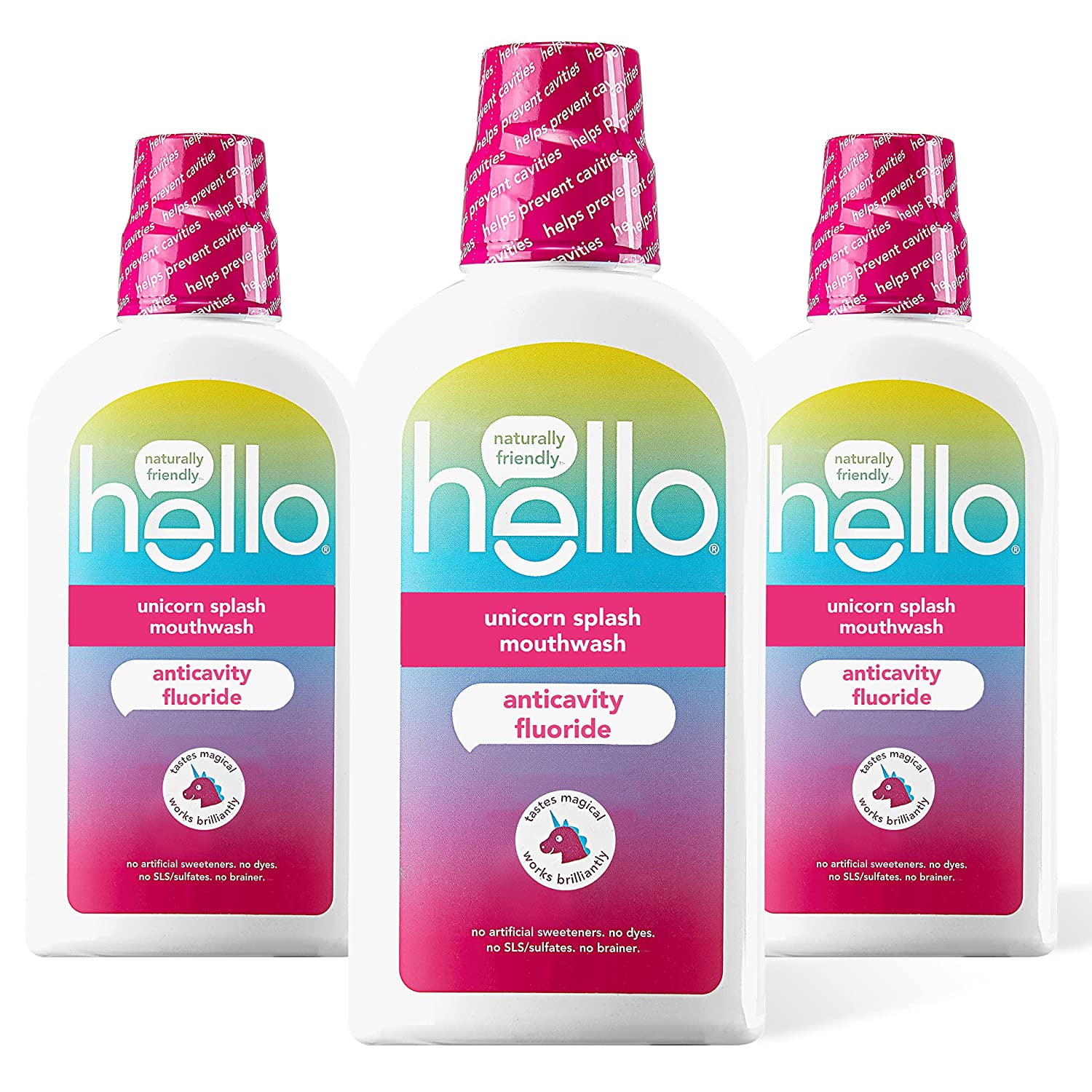Hello Kids Mouthwash with Unicorn Bubble Gum Flavor, Alcohol Free