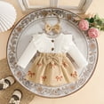 thumbnail image 2 of enyan Baby Girl Fall Clothes Newborn Romper Dress Ruffle Long Sleeve Onesie Jumpsuit Outfits with Bow Headband White，6-9 Months, 2 of 7