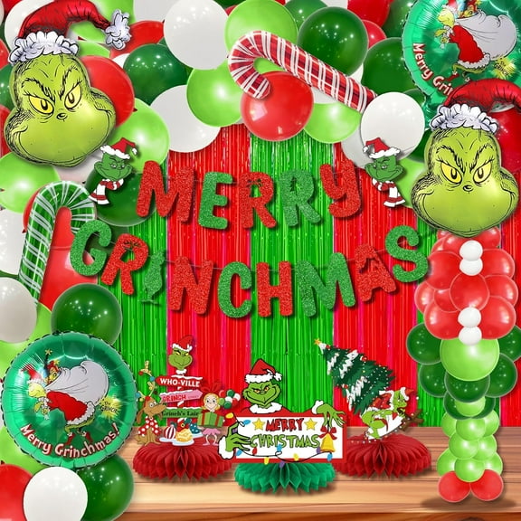 63PCS Christmas Balloon Garland Arch Kit – Holiday Balloon Arch Xmas Foil Balloons Festive Party Supplies for Christmas Decorations New Year Party Supplies