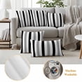 thumbnail image 6 of Pack of 2 Outdoor Pillow Covers 20x20 Inch Waterproof Black Gray Striped Throw Pillow Covers, Decorative Couch Pillow Case Sham Farmhouse Stripe Art Pillowcases Cushion Covers for Patio Garden, 6 of 8