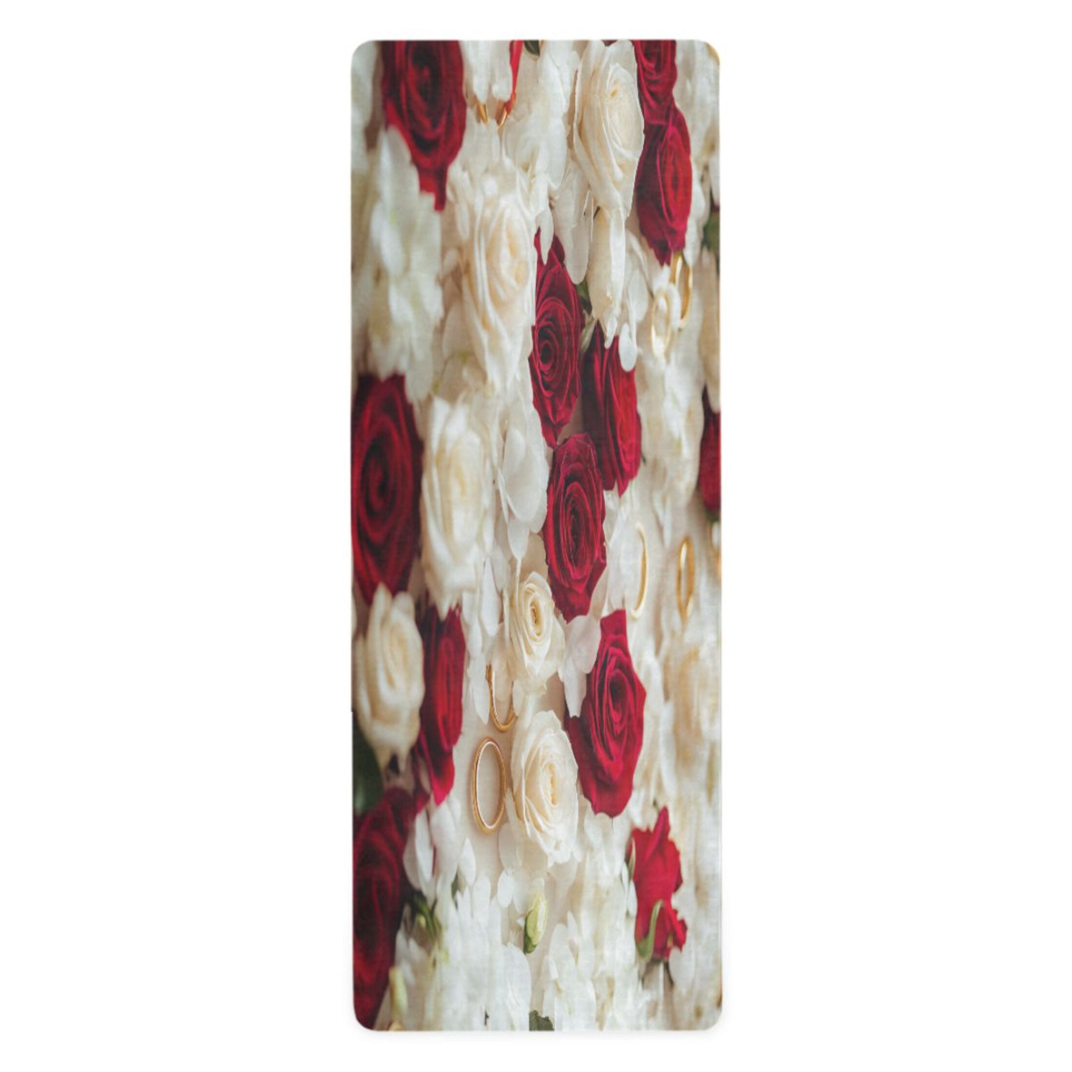 BZSMCE Yoga Mat Women Roses and Gold Rings Fitness Mat