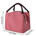 thumbnail image 3 of Striped Oxford Fabric Lunch Bag Tote with Handles | Portable Insulated Lunch Box for Office, School, Picnic (Red), 3 of 3