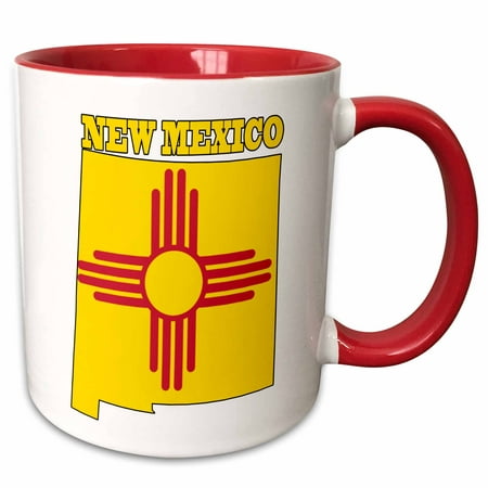 

3dRose New Mexico state flag in the outline map and letters for New Mexico - Two Tone Red Mug 11-ounce