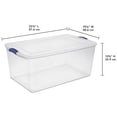 thumbnail image 4 of Sterilite 99 Liter Latch Box, Clear Plastic Storage Bin with Lid, Blue Latch, 4 of 6