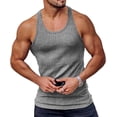 thumbnail image 1 of HUGFEGWE Training Vest Elastic Versatile Anti-Pilling Pure Color Ribbed Bodybuilding Vest Sportwear Dark Gray 2XL CJB91-52687, 1 of 2