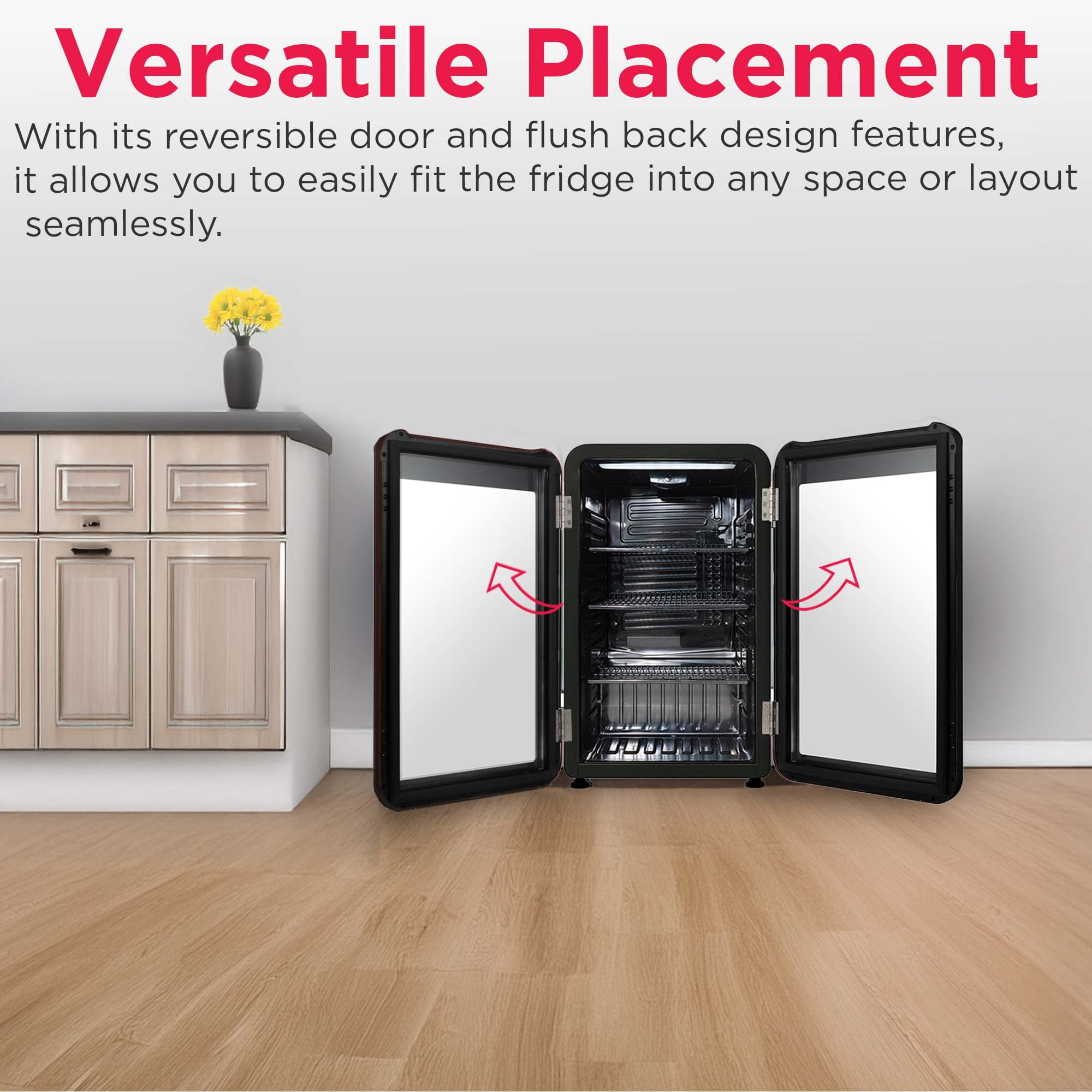 Frigidaire 3.3 Cu. ft. 102 Can Retro Refrigerator, 95 Liter Mini Fridge with Glass Door, Black