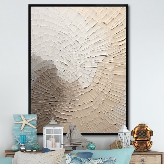 Designart "Gentle Beige Aesthetics" Ray Floater Framed Wall Art Living Room