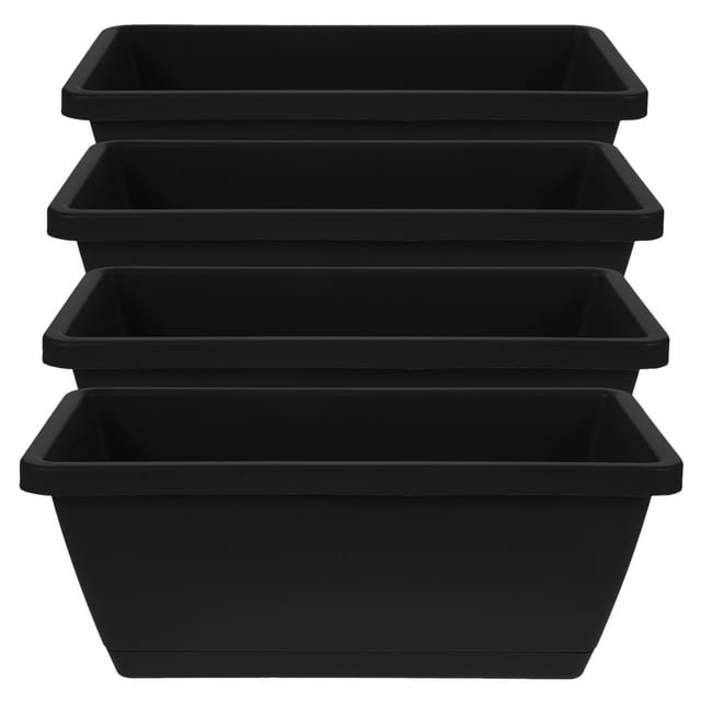 Caja de ventana de 4 piezas Plantador Plástico Plástico Cajas de flores de vegetales Cajas de flores rectangulares con platillos
