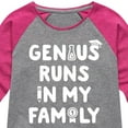 thumbnail image 3 of Instant Message - Genius Runs In My Family - Toddler & Youth Girls Raglan Graphic T-Shirt, 3 of 6