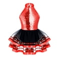 thumbnail image 1 of inhzoy Robe de Danse Ballet en Tulle à Sequins pour Filles, Performance Jazz Latine, Rouge 16, 1 of 5