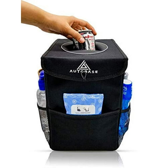 Autobase Trash Can for Car | Truck SUV Trash Bin Large 3 Gallon Size | Road Trip Must Haves | Car Gifts for Men, Women and Teens