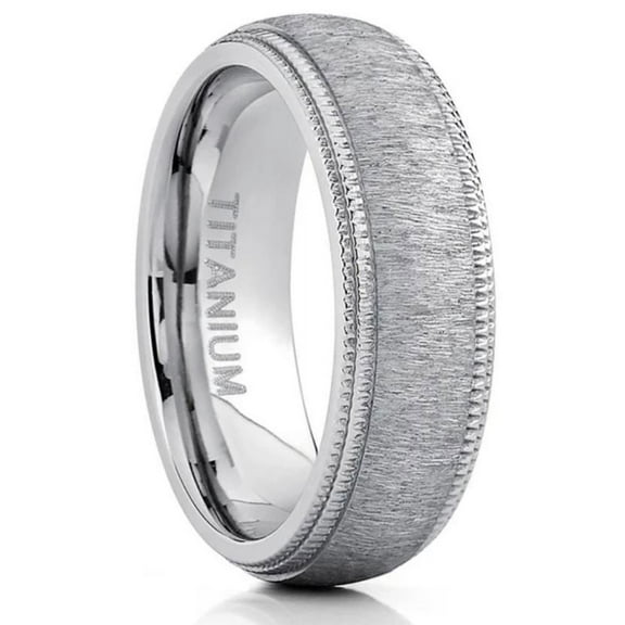 Metal Masters Mens Titanium Hairline Ground Brushed Finish Dome Comfort-fit Wedding Band 7mm