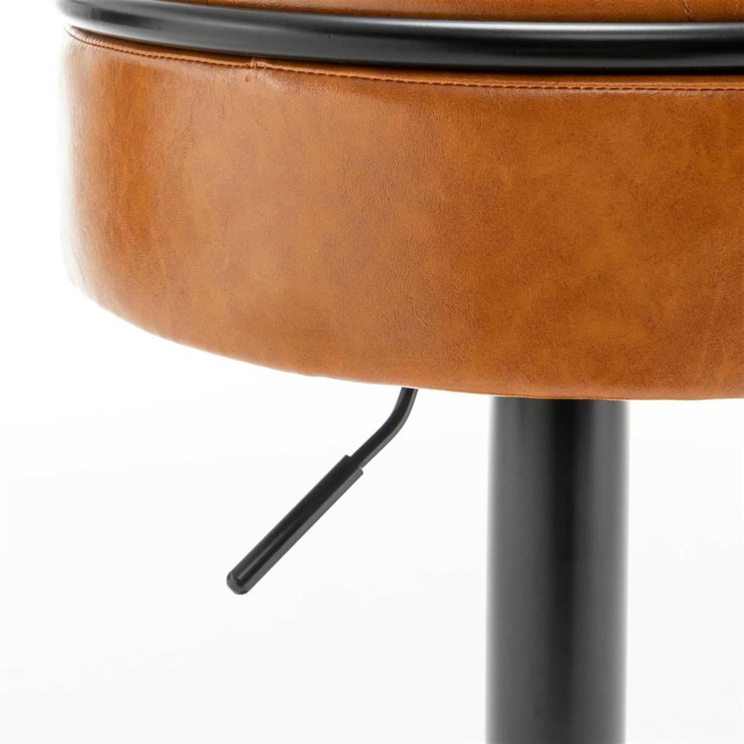 Demi Bonn 28" Adjustable Counter Height Bar Stools Set of 2, Faux Leather Swivel Barstools, Kitchen Island Countertop Chairs for Dining Room, Brown