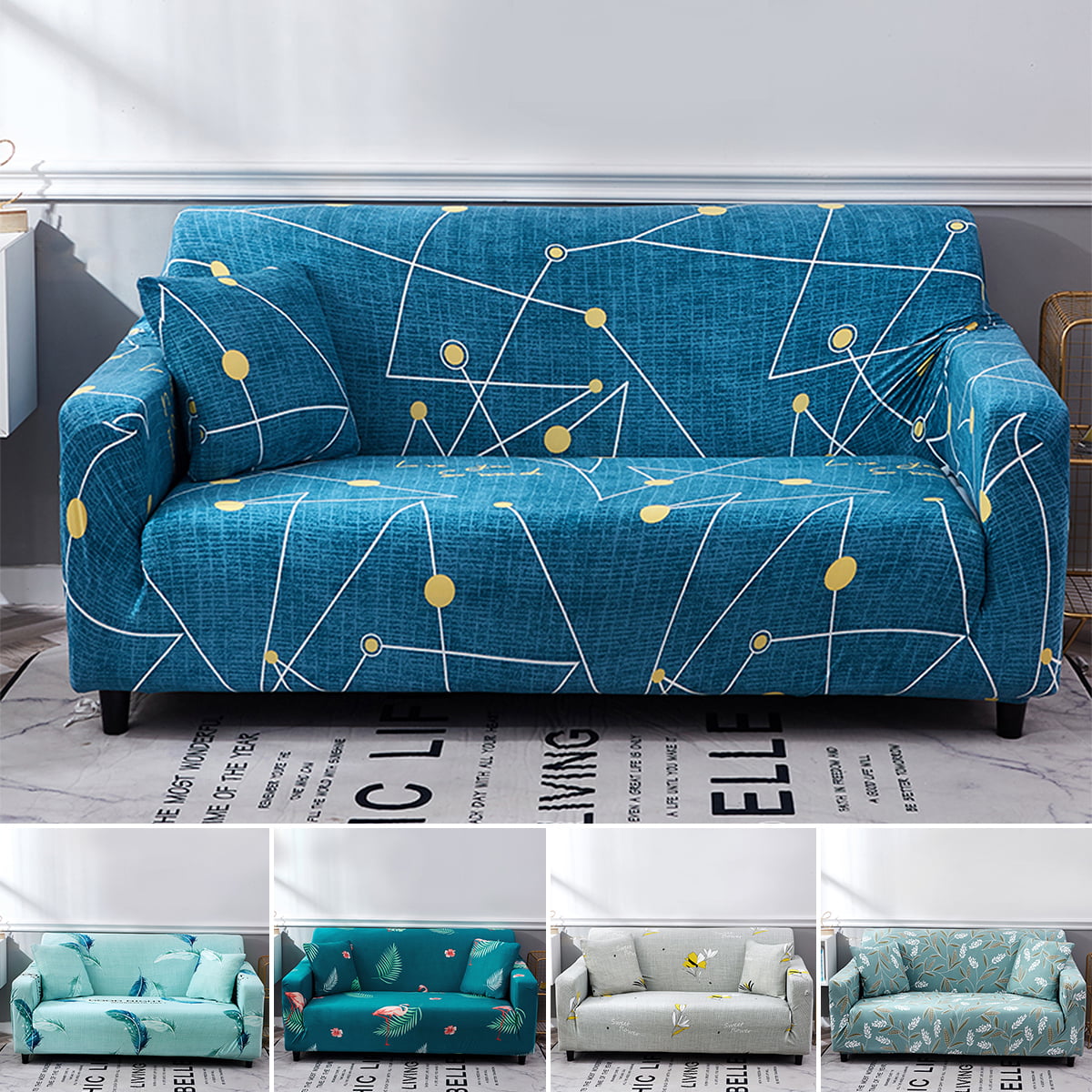 1-4 Seats Cushion Cover Waterproof Slipcovers Sofa Seat  Protector Fabric Home 