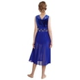 thumbnail image 2 of TiaoBug Kids Girls Sleeveless Ballet Lyrical Dance Dress High Low Asymmetric Tulle Figure Ice Skating Dress Blue 16, 2 of 7