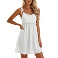 thumbnail image 6 of Bxsruta Women's Spaghetti Strap Tie Shoulder High Waist Babydoll Dress Casual Pull on A Line Sleeveless Mini Dress with Lace Trim for Summer Spring Comfy Daily Wear, 6 of 8