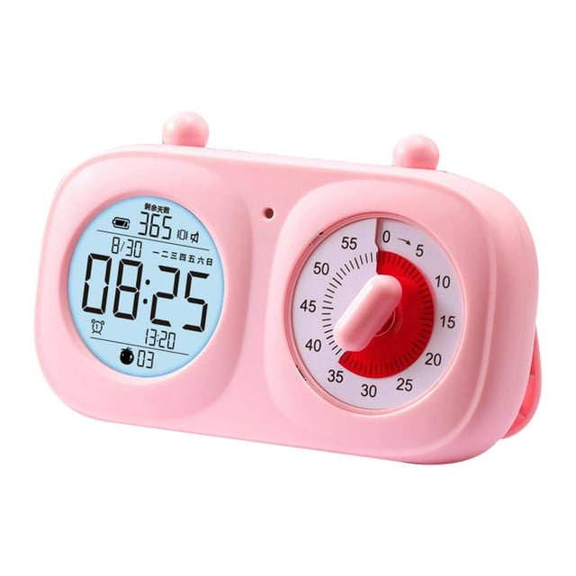 Visual Timer Clock, Time Management Tool, Cycle Timing, Silent, Rechargeable, 60 Pink