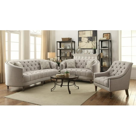 Coaster 2 Piece Avonlea Traditional Sofa Set In Beige Finish 505641 S2