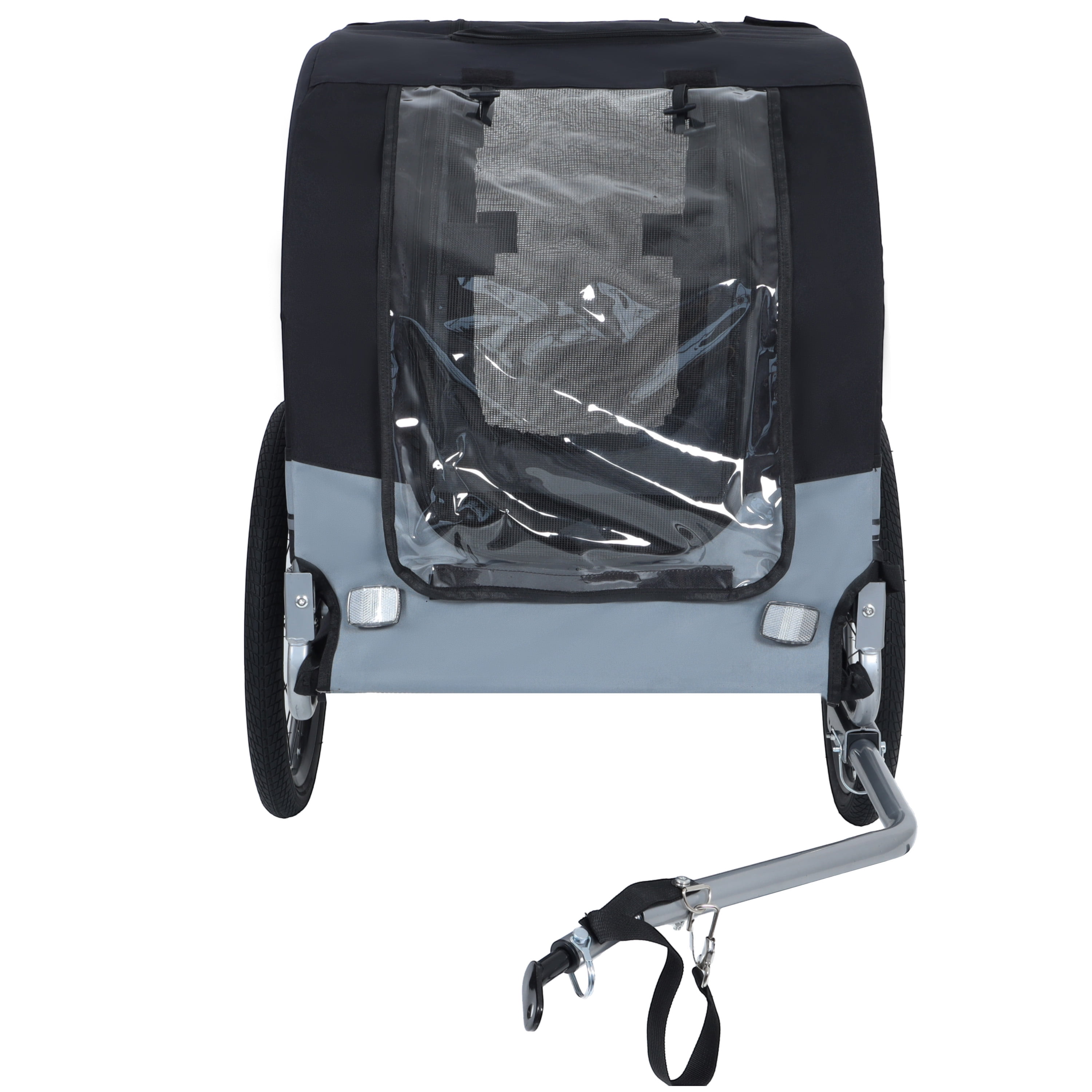 Folding Dog Bike Trailer, 66LB Capacity All-Terrain Pet Carrier with Durable Steel Frame, Multi-Entry Mesh Ventilated Design, Universal Hitch for Cycling Jogging Camping Outdoor