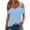 Sky Blue, variant on Quinlirra shirts for women tees Women Summer Sexy T- Shirt Cold Shoulder Pullover Blouse V-Neck Short Sleeve Solid Tops